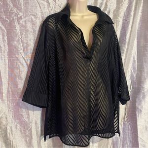 Ashley Stewart sheer tunic GUC good bathing suit cover up 3/4 sleeves 14W